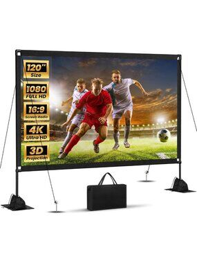 120-Inch Portable Projector Screen with Stand - 4K HD for Outdoor/Indoor Movie